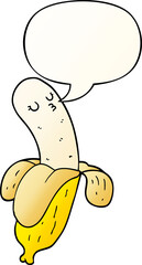 cartoon banana and speech bubble in smooth gradient style