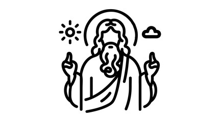 Jesus thin line icon, Christianity, Vector illustration on white background