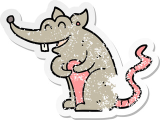 distressed sticker of a cartoon rat