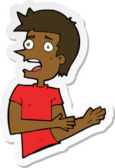 sticker of a cartoon stressed man