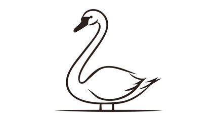 White swan. Vector flat illustration on white background