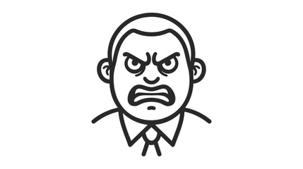 Illustration of an angry man. Feeling anger. Simple style vector illustration on white background