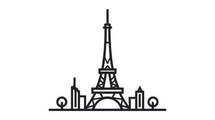 Eiffel Tower Landmarks Vector Icon Illustration on white background