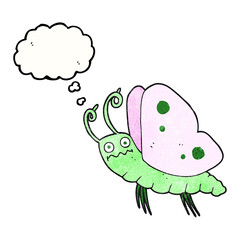 thought bubble textured cartoon funny butterfly
