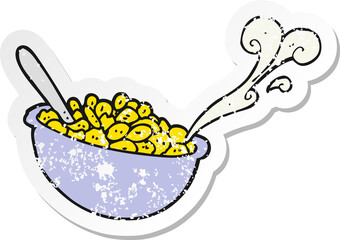 retro distressed sticker of a cartoon bowl of cereal