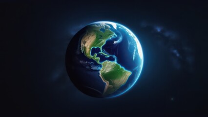 The globe on the dark background. Abstract World map. Earth Day.