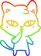 rainbow gradient line drawing cartoon cat