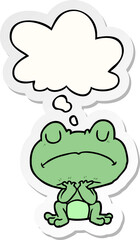 cartoon frog and thought bubble as a printed sticker