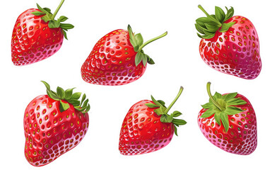Sticker Strawberry isolated on transparent Background