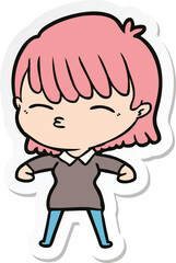 sticker of a cartoon woman