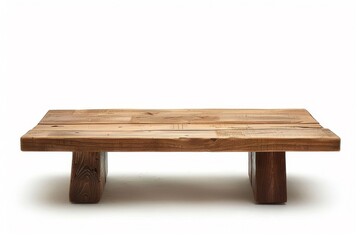 Minimalist Wooden Table on White Background