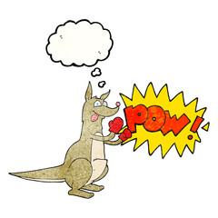thought bubble textured cartoon boxing kangaroo