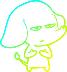 cold gradient line drawing annoyed cartoon elephant