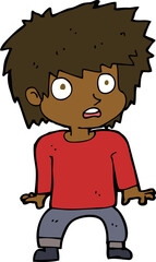 cartoon frightened boy