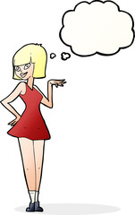 cartoon pretty woman with thought bubble