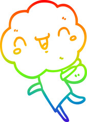 rainbow gradient line drawing cute cartoon cloud head creature