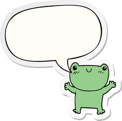 cartoon frog and speech bubble sticker
