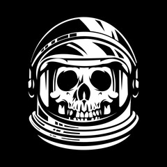 scary dead pilot skull in astronaut helmet perfect comic alien story or team community vector illustration design