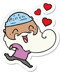 sticker of a happy bearded man in love