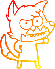 warm gradient line drawing cartoon grinning fox