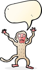 cartoon frightened monkey with speech bubble