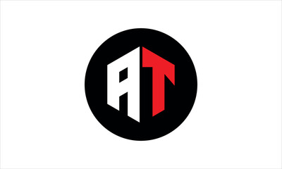 AT initial letter polygon icon gaming logo design vector template. batman logo, sports logo, monogram, falcon, war game, symbol, playing logo, abstract, fighting, typography, icon, minimal, premier 