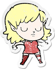 distressed sticker of a cartoon elf girl