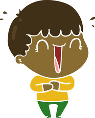 laughing flat color style cartoon man