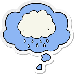cartoon rain cloud and thought bubble as a printed sticker