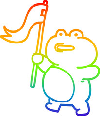 rainbow gradient line drawing cartoon frog