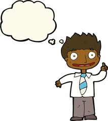 cartoon man with idea with thought bubble