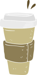 flat color illustration of a cartoon coffee cup