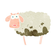 retro cartoon muddy sheep