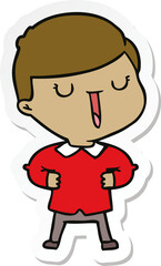sticker of a cartoon happy boy