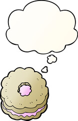 cartoon biscuit and thought bubble in smooth gradient style