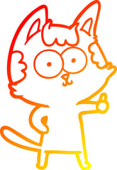 warm gradient line drawing happy cartoon cat