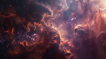 colourful gas nebuloses floating in the space - obrazy, fototapety, plakaty
