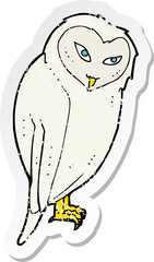 retro distressed sticker of a cartoon owl