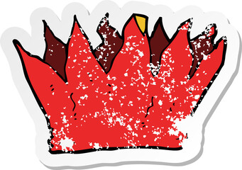 retro distressed sticker of a cartoon paper crown