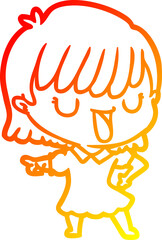 warm gradient line drawing cartoon woman