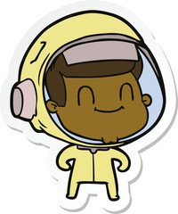sticker of a happy cartoon astronaut man