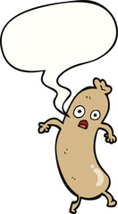 cartoon sausage and speech bubble