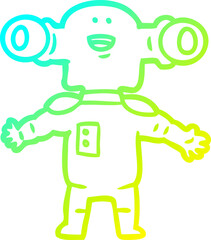 cold gradient line drawing friendly cartoon alien