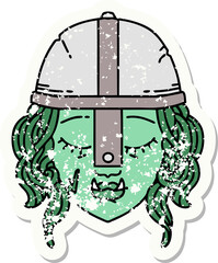 orc fighter character face grunge sticker