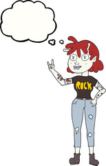 thought bubble cartoon alien rock fan girl