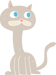 flat color illustration of a cartoon cat