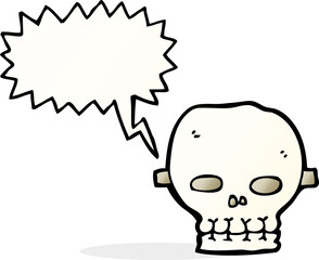 cartoon spooky skull mask with speech bubble