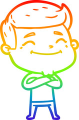 rainbow gradient line drawing happy cartoon man