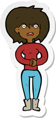 sticker of a cartoon worried woman