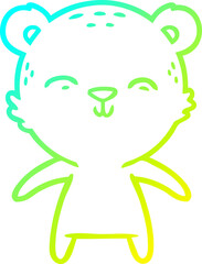 cold gradient line drawing happy cartoon bear